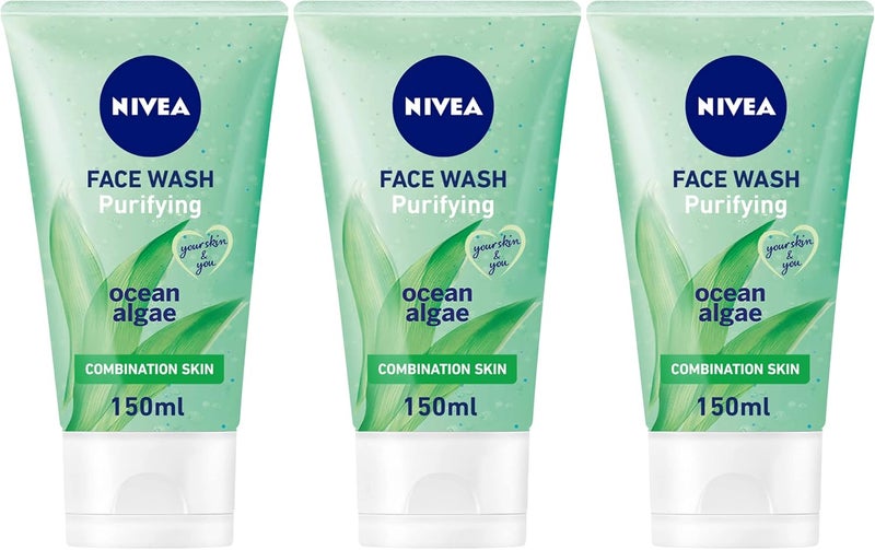 NIVEA Purifying Cleansing Face Wash for Combination Skin, Pack of 3 (150ml each) - Image 1